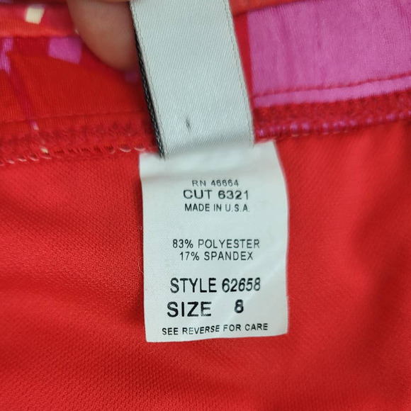 Athena Women's Summer Poolside Bikini Bottom Pink/Red Leaf Bikini Bottoms 8 - Picture 6 of 6